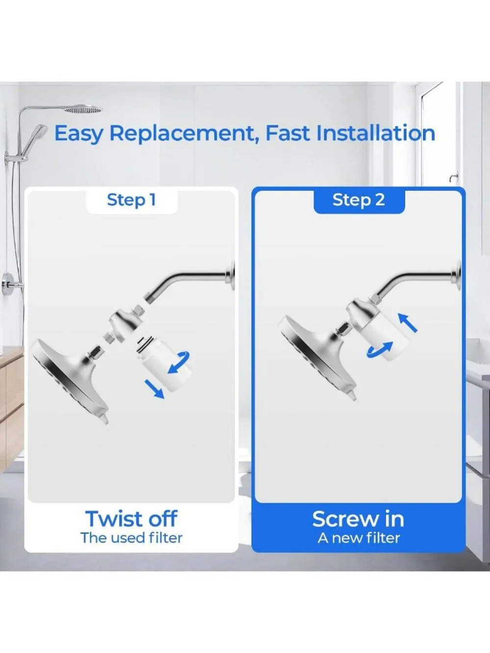 2-Pack High-Performance Showerhead Filter Replacement for Clean Water & Skin